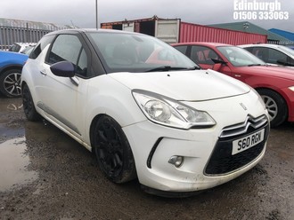 Location: Edinburgh - 2013 CITROEN DS3 DSTYLE + E-HDI 3 Door Hatchback REG: S60RGN, Keys: No, MOT Expiry date: 15/02/2025, 1560 Diesel, 5 Speed Manual Diesel, Former Keepers: 7