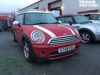 Location: Edinburgh - 2009 MINI COOPER D 3 Door Hatchback REG: ST59FEU, Keys: No, MOT Expiry date: 02/02/2026, 1560 Diesel, 6 Speed Manual Diesel, Former Keepers: 8