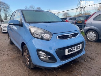 Location: Mitcham - 2012 KIA PICANTO 2 ECODYNAMICS 5 Door Hatchback REG: WG12TCY, Keys: No, MOT Expiry date: 01/02/2025, 1248 Petrol, 5 Speed Manual Petrol, Former Keepers: 3