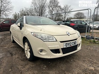 Location: Mitcham - 2012 RENAULT MEGANE FLORIDE TCE Convertible REG: OY12CWD, Keys: No, MOT Expiry date: 22/10/2026, 1397 Petrol, 6 Speed Manual Petrol, Former Keepers: 4