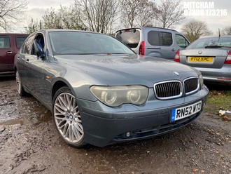 Location: Mitcham - 2003 BMW 735 I AUTO 4 Door Saloon REG: RN52WTO, Keys: No, MOT Expiry date: 11/03/2026, 3600 Petrol, 6 Speed Auto Petrol, Former Keepers: 11