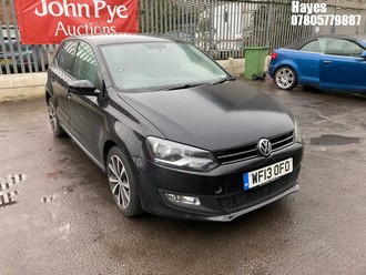 Location: Hayes - 2013 VOLKSWAGEN POLO MATCH 85 5 Door Hatchback REG: WF13OFO, Keys: No, MOT Expiry date: 02/03/2026, 1390 Petrol, 5 Speed Manual Petrol, Former Keepers: 5