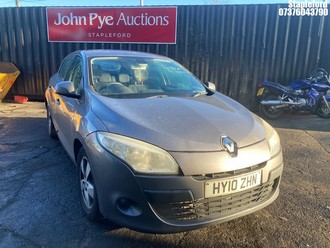 Location: Stapleford - 2010 RENAULT MEGANE DYNAMIQUE DCI 106 5 Door Hatchback REG: HY10ZHN, Keys: Yes, MOT Expiry date: 02/10/2026, 1461 Diesel, 6 Speed Manual Diesel, Former Keepers: 6