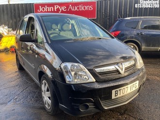Location: Stapleford - 2007 VAUXHALL MERIVA LIFE TWINPORT MPV REG: BT07VFG, Keys: Yes, MOT Expiry date: 19/10/2025, 1364 Petrol, 5 Speed Manual Petrol, Former Keepers: 2