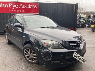 Location: Stapleford - 2009 MAZDA 3 TAKARA 5 Door Hatchback REG: OE58GNN, Keys: Yes, MOT Expiry date: 30/10/2025, 1598 Petrol, 5 Speed Manual Petrol, Former Keepers: 7