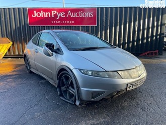 Location: Stapleford - 2008 HONDA CIVIC TYPE-S GT I-CTDI 3 Door Hatchback REG: FV58CGX, Keys: Yes, MOT Expiry date: 04/10/2025, 2204 Diesel, 6 Speed Manual Diesel, Former Keepers: 4