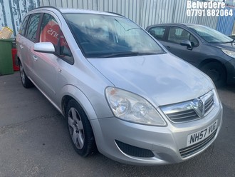 Location: Belvedere - 2008 VAUXHALL ZAFIRA EXCLUSIV MPV REG: NH57VUG, Keys: No, MOT Expiry date: 03.04.2026, 1598 Petrol, 5 Speed Manual Petrol, Former Keepers: 10