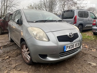 Location: Mitcham - 2008 TOYOTA YARIS TR 5 Door Hatchback REG: PX08XEB, Keys: No, MOT Expiry date: 17/11/2025, 1296 Petrol, 5 Speed Manual Petrol, Former Keepers: 8