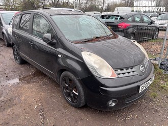 Location: Mitcham - 2008 NISSAN NOTE TEKNA MPV REG: GF08EYU, Keys: No, MOT Expiry date: 31/10/2024, 1598 Petrol, 5 Speed Manual Petrol, Former Keepers: 6