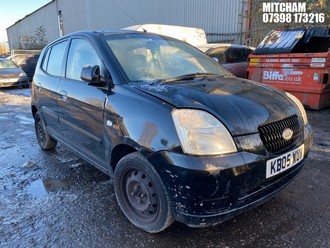 Location: Mitcham - 2005 KIA PICANTO LX 5 Door Hatchback REG: KB05WUW, Keys: No, MOT Expiry date: 05/11/2025, 1086 Petrol, 5 Speed Manual Petrol, Former Keepers: 11