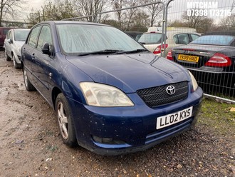 Location: Mitcham - 2002 TOYOTA COROLLA T3 VVTI AUTO 5 Door Hatchback REG: LL02KXS, Keys: No, MOT Expiry date: 26/09/2025, 1598 Petrol, 4 Speed Auto Petrol, Former Keepers: 2