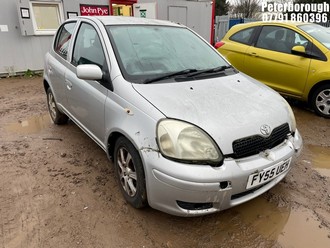 Location: Peterborough - 2005 TOYOTA YARIS COLOUR COLLECTION 5 Door Hatchback REG: FY55UEH, Keys: No, MOT Expiry date: 19/07/2025, 1299 Petrol, 5 Speed Manual Petrol, Former Keepers: 6