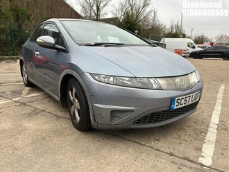 Location: Brentwood - 2008 HONDA CIVIC SE I-VTEC 5 Door Hatchback REG: SC57LGF, Keys: No, MOT Expiry date: 08/09/2025, 1799 Petrol, 6 Speed Manual Petrol, Former Keepers: 7