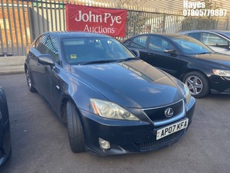 Location: Hayes - 2007 LEXUS IS 250 AUTO 4 Door Saloon REG: AP07KFA, Keys: No, MOT Expiry date: 23/10/2025, 2499 Petrol, 6 Speed Auto Petrol, Former Keepers: 7
