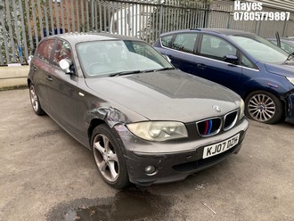 Location: Hayes - 2007 BMW 120D SE AUTO 5 Door Hatchback REG: KJ07DZH, Keys: No, MOT Expiry date: 10/06/2026, 1995 Diesel, 6 Speed Auto Diesel, Former Keepers: 12