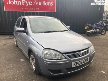 Location: Stapleford - 2006 VAUXHALL CORSA DESIGN TWINPORT 5 Door Hatchback REG: KP06EHR, Keys: Yes, MOT Expiry date: 08/12/2026, 1229 Petrol, 5 Speed Manual Petrol, Former Keepers: 6