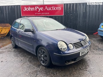 Location: Stapleford - 2002 VOLKSWAGEN POLO S 3 Door Hatchback REG: BN52ONG, Keys: Yes, MOT Expiry date: 16/06/2026, 1390 Petrol, 5 Speed Manual Petrol, Former Keepers: 6