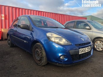 Location: Edinburgh - 2010 RENAULT CLIO EXTREME 3 Door Hatchback REG: SK60ZZN, Keys: No, MOT Expiry date: 20/08/2025, 1149 Petrol, 5 Speed Manual Petrol, Former Keepers: 4