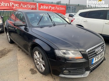 NOTE: ATF Registered Buyers ONLY - Location: BELVEDERE - 2011 AUDI A4 SE TDI CVT 4 Door Saloon REG: FY11SWN, 1968cc Diesel, Variable 1 Speed Auto Diesel, Former Keepers: 3, Keys: No
