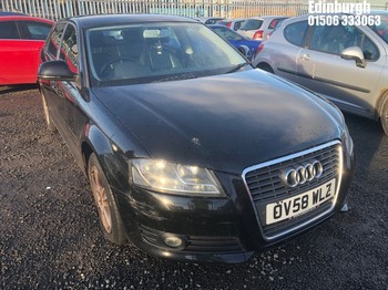 Location: Edinburgh - 2009 AUDI A3 SE 104 TDI 5 Door Hatchback REG: OV58WLZ, Keys: No, MOT Expiry date: 15/11/2025, 1896 Diesel, 5 Speed Manual Diesel, Former Keepers: 6