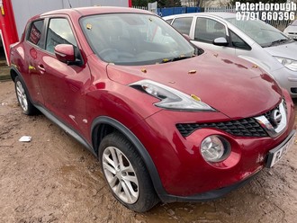 Location: Peterborough - 2015 NISSAN JUKE ACENTA PREMIUM DIG-T 5 Door Hatchback REG: RJ15YYT, Keys: No, MOT Expiry date: 17/12/2025, 1197 Petrol, 6 Speed Manual Petrol, Former Keepers: 4
