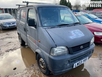 Location: Peterborough - 2003 SUZUKI CARRY Panel Van REG: LW03YRY, Keys: No, MOT Expiry date: 06/11/2025, 1298 Petrol, 5 Speed Manual Petrol, Former Keepers: 4