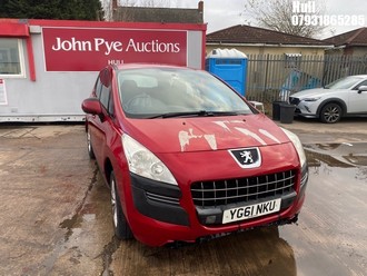 Location: Hull - 2011 PEUGEOT 3008 ACTIVE HDI S-A 5 Door Hatchback REG: YG61NKU, Keys: No, MOT Expiry date: 28/04/2026, 1560 Diesel, 6 Speed Semi Auto Diesel, Former Keepers: 5