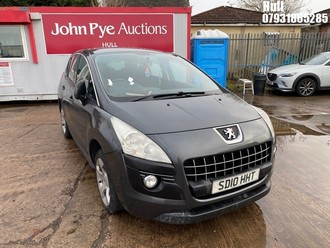 Location: Hull - 2010 PEUGEOT 3008 SPORT HDI 5 Door Hatchback REG: SD10HHT, Keys: No, MOT Expiry date: 09/02/2026, 1560 Diesel, 6 Speed Manual Diesel, Former Keepers: 5