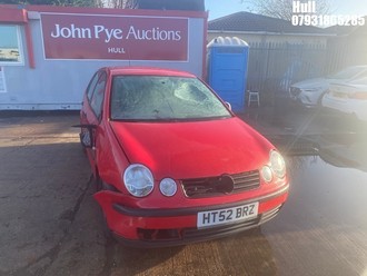 Location: Hull - 2003 VOLKSWAGEN POLO S 5 Door Hatchback REG: HT52BRZ, Keys: No, MOT Expiry date: 23/07/2025, 1390 Petrol, 5 Speed Manual Petrol, Former Keepers: 12