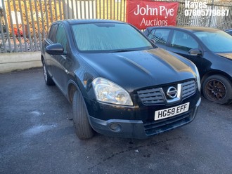 Location: Hayes - 2008 NISSAN QASHQAI VISIA 5 Door Hatchback REG: HG58EFF, Keys: No, MOT Expiry date: 02/01/2026, 1598 Petrol, 5 Speed Manual Petrol, Former Keepers: 6