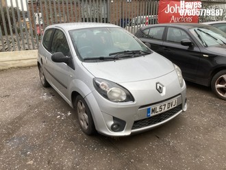 Location: Hayes - 2008 RENAULT TWINGO DYNAMIQUE 75 3 Door Hatchback REG: ML57DVJ, Keys: No, MOT Expiry date: 17/11/2026, 1149 Petrol, 5 Speed Manual Petrol, Former Keepers: 4