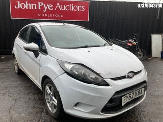 Location: Stapleford - 2012 FORD FIESTA EDGE 60 5 Door Hatchback REG: EY62VBA, Keys: Yes, MOT Expiry date: 05/09/2026, 1242 Petrol, 5 Speed Manual Petrol, Former Keepers: 6