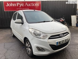 Location: Stapleford - 2012 HYUNDAI I10 ACTIVE 5 Door Hatchback REG: WL12JEJ, Keys: Yes, MOT Expiry date: 31/10/2026, 1248 Petrol, 5 Speed Manual Petrol, Former Keepers: 5