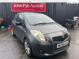 Location: Stapleford - 2008 TOYOTA YARIS SR 3 Door Hatchback REG: NU58UJA, Keys: Yes, MOT Expiry date: 14/01/2026, 1296 Petrol, 5 Speed Manual Petrol, Former Keepers: 7