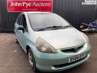 Location: Stapleford - 2004 HONDA JAZZ S 5 Door Hatchback REG: DY04EYT, Keys: Yes, MOT Expiry date: 09/05/2026, 1339 Petrol, 5 Speed Manual Petrol, Former Keepers: 8
