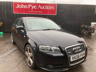 Location: Stapleford - 2008 AUDI A3 S LINE TDI S/BACK 5 Door Hatchback REG: VK08FKV, Keys: No, MOT Expiry date: 07/10/2024, 1968 Diesel, 6 Speed Manual Diesel, Former Keepers: 5