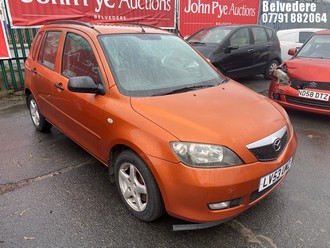 Location: Belvedere - 2004 MAZDA 2 TS 5 Door Hatchback REG: LV53UMZ, Keys: No, MOT Expiry date: 02/10/2026, 1388 Petrol, 5 Speed Manual Petrol, Former Keepers: 13