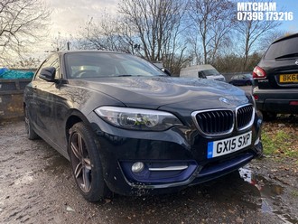 Location: Mitcham - 2015 BMW 218I SPORT Coupe REG: GX15SXP, Keys: No, MOT Expiry date: 29/12/2024, 1499 Petrol, 6 Speed Manual Petrol, Former Keepers: 2
