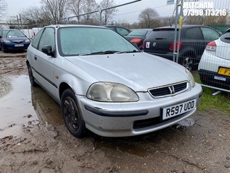 Location: Mitcham - 1998 HONDA CIVIC 1.5I LS AUTO 3 Door Hatchback REG: R597UOD, Keys: No, MOT Expiry date: 17/10/2024, 1493 Petrol, 4 Speed Auto Petrol, Former Keepers: 8