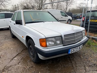 Location: Mitcham - 1990 MERCEDES 190E AUTO 4 Door Saloon REG: G533BLK, Keys: No, MOT Expiry date: 05/11/2024, 1997 Petrol, 4 Speed Auto Petrol, Former Keepers: 3