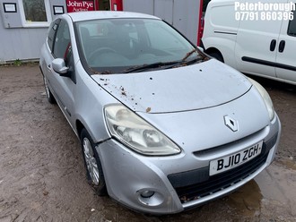 Location: Peterborough - 2010 RENAULT CLIO I-MUSIC 16V 3 Door Hatchback REG: BJ10ZGH, Keys: No, MOT Expiry date: 12/03/2025, 1149 Petrol, 5 Speed Manual Petrol, Former Keepers: 7