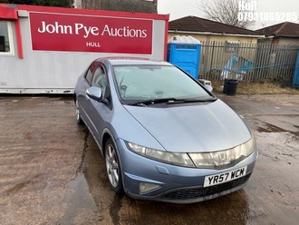 Location: Hull - 2007 HONDA CIVIC SPORT I-CTDI 5 Door Hatchback REG: YR57WCM, Keys: No, MOT Expiry date: 20/08/2025, 2204 Diesel, 6 Speed Manual Diesel, Former Keepers: 11