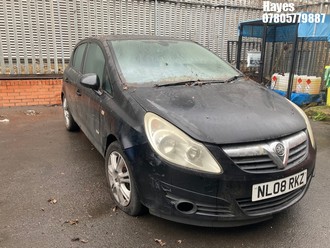 Location: Hayes - 2008 VAUXHALL CORSA DESIGN 5 Door Hatchback REG: NL08RKZ, Keys: No, MOT Expiry date: 02/04/2026, 1364 Petrol, 5 Speed Manual Petrol, Former Keepers: 8