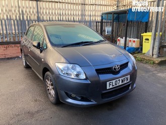 Location: Hayes - 2007 TOYOTA AURIS TR VVT-I 5 Door Hatchback REG: FL07WFN, Keys: No, MOT Expiry date: 22/11/2025, 1598 Petrol, 5 Speed Manual Petrol, Former Keepers: 9