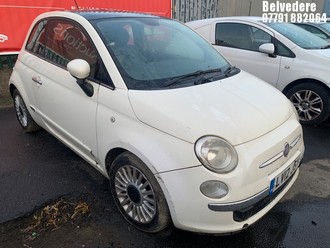 Location: Belvedere - 2012 FIAT 500 LOUNGE 3 Door Hatchback REG: LV12JSY, Keys: No, MOT Expiry date: 05.09.2025, 875 Petrol, 5 Speed Manual Petrol, Former Keepers: 3