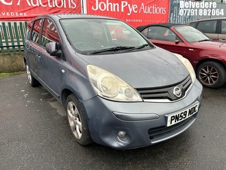 Location: Belvedere - 2009 NISSAN NOTE TEKNA MPV REG: PN59NDC, Keys: No, MOT Expiry date: 12/01/2025, 1598 Petrol, 5 Speed Manual Petrol, Former Keepers: 8