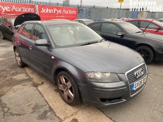 Location: Belvedere - 2006 AUDI A3 SE FSI AUTO 5 Door Hatchback REG: GV06BVY, Keys: No, MOT Expiry date: 28/05/2026, 1984 Petrol, 6 Speed Auto Petrol, Former Keepers: 14