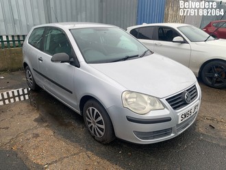Location: Belvedere - 2005 VOLKSWAGEN POLO E 55 3 Door Hatchback REG: SM55JPY, Keys: No, MOT Expiry date: 24/09/2026, 1198 Petrol, 5 Speed Manual Petrol, Former Keepers: 12