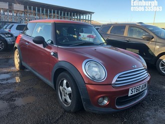 Location: Edinburgh - 2010 MINI ONE 3 Door Hatchback REG: ST60AXM, Keys: No, MOT Expiry date: 27/01/2026, 1598 Petrol, 6 Speed Manual Petrol, Former Keepers: 2
