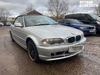 Location: MITCHAM - 2002 BMW 318 CI Convertible REG: LV02ECT, 1995cc Petrol, 5 Speed Manual Petrol, Former Keepers: 7, Keys: No, MOT: Expiry date15/09/2026